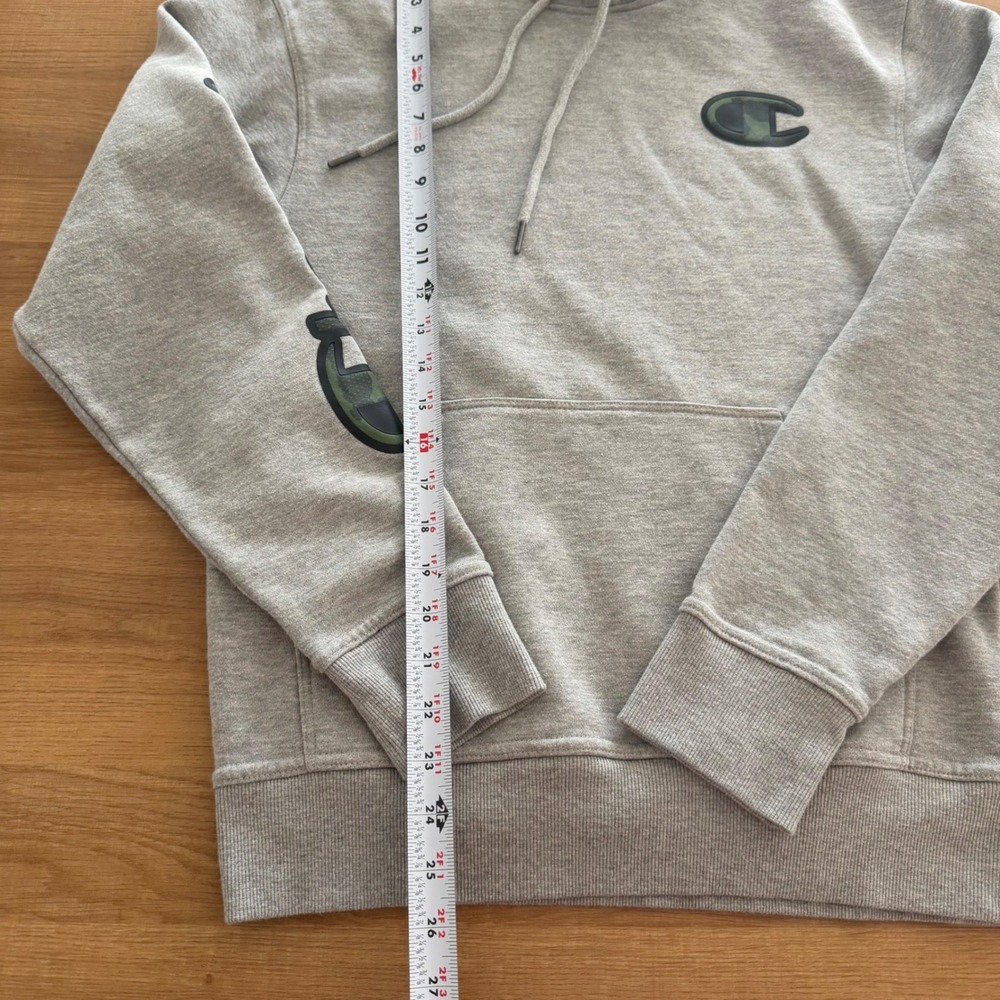 Champion Mens Heather Gray Camo Logo Pullover Hoodie Small - Picture 7 of 8